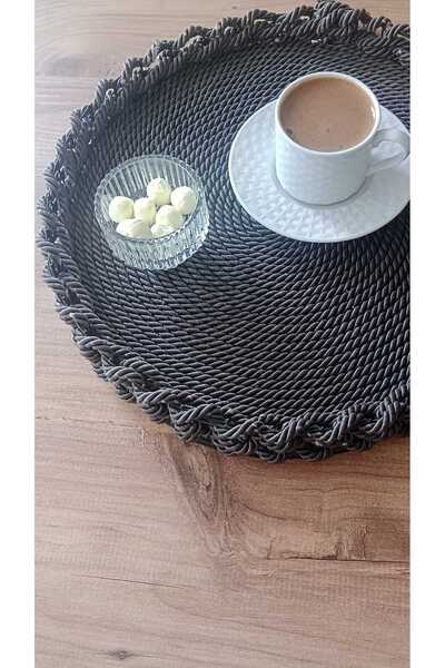 Egindra Smoked Anthracite Gray 30 cm Wicker Tray Decorative Tray, Bathroom, Home, Decor Presentation/Promises Engagement Groom Tray