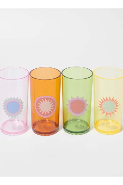 SunnyLife مجموعة من 4 أكواب بلاستيكية طويلة لحمام السباحة من Rio Sun