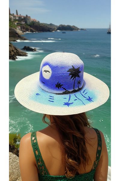 LAGRANZE Happy Women's Straw Summer Wide Brim Straw Beach Hat