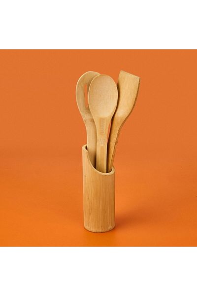 MATMEL 4-Piece Wooden Serving Set - Light Brown - 20 cm