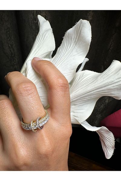 Pao Rosa Zircon Stone Gold Silver Spinelli Ring
