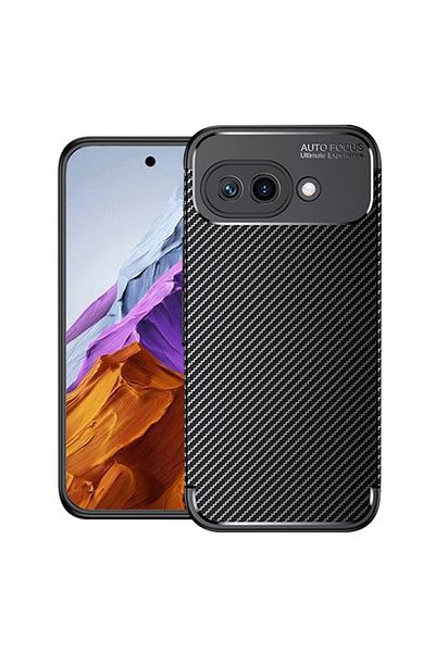 SKYDDAR INNOVATION Case for Google Pixel 9a, CarbonFiber, Shockproof, Black, sticker set