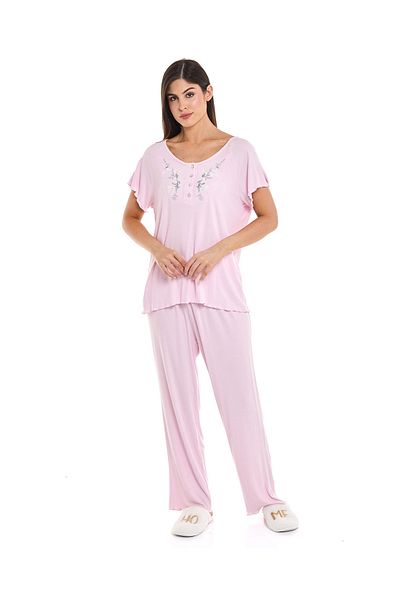 R&B Baby Pink Embroidered Pyjama Set