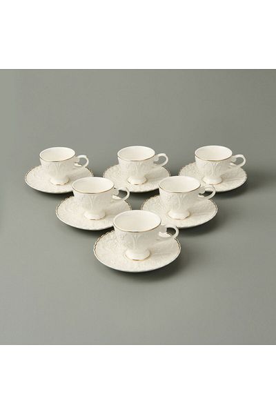 MATMEL Kitchen 12 Piece Porcelain Coffee Cup Set - White