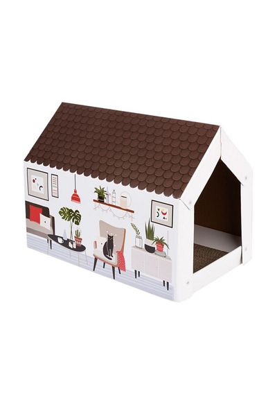 OEM Cat house with reversible scratching post and catnip, 58x36x41 cm XL Home