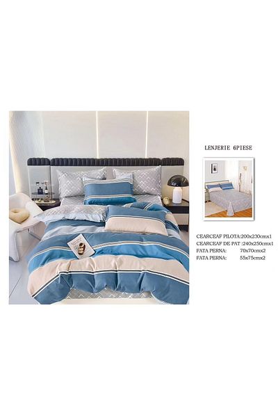 CHIRASO CHIRASO Finet Bedding Set, 6 Pieces, 2 Persons, Sheet 240x250, Quilt 200x230, 4 Pillowcases, Print