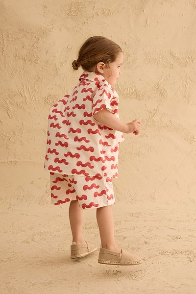 Fahhar Kids Piece Detailed Patterned Suit Red