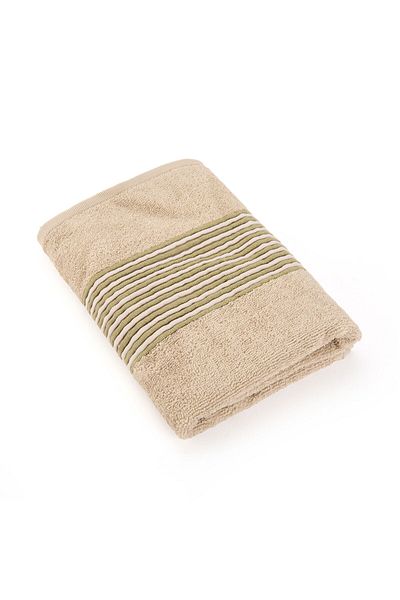 MATMEL Yarn Dyed Linen Border Face Towel - Beige - 50X80 cm
