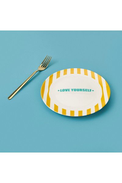 MATMEL Love Yourself Dessert Plate - Yellow - 19 cm