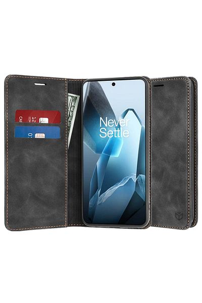 SKYDDAR INNOVATION Case for OnePlus 13, Soft Wallet, Eco Premium Leather Book Type, Black, sticker set