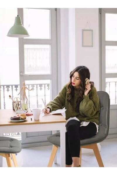 Taimi Pack of 2 Wooden Dining Chair With Padded Seat Designed For Home Kitchen Lounge And Office, Gray