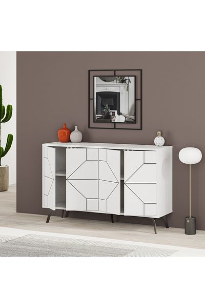 Mourah Home Dune Console – Modern 4-Door Sideboard with Elevated Legs, Storage for Living, Dining, Hallway