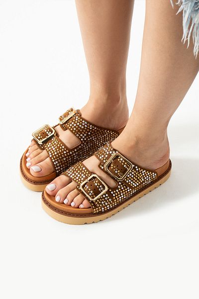 walviss Helder Genuine Leather Double Buckle Coconat Slippers