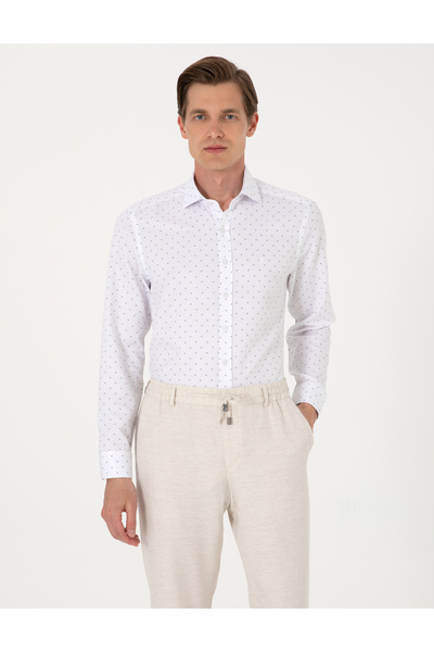 Pierre Cardin Cămașă albă cu mânecă lungă, croială slim 50307134-VR013