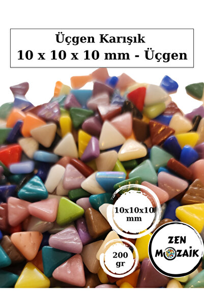 Zen Mozaik Sanatsal Mozaik Çalışmalarınız için 10x10 x10 mm - Üçgen Cam Mozaik Taşı (200 gr)