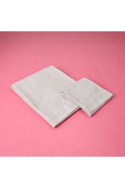 ASPARTAM Waffle 2-Piece Towel Set - Gray - 60X110 cm + 40X60 cm