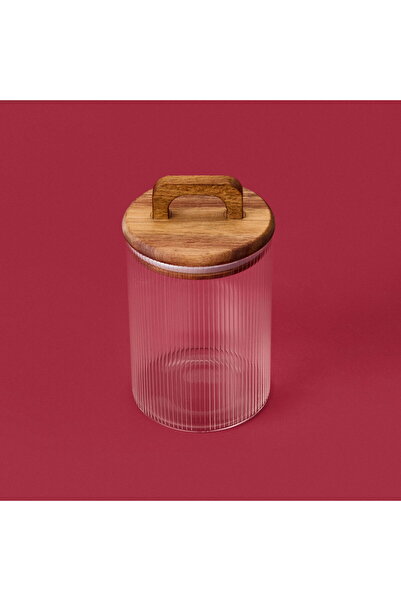 MATMEL Glass Food Container with Acacia Lid - Brown / Transparent - 900 ml