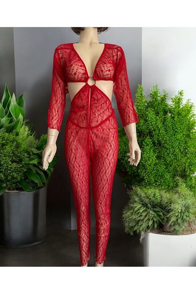 İntive Lingerie Intive Fully Ruched Front Ring Detail Back and Bust Cutout Jumpsuit Nightgown
