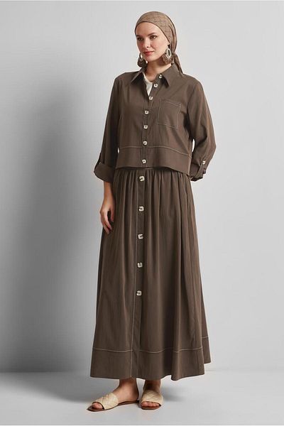 Alvina Button Detail Skirt Suit 45360