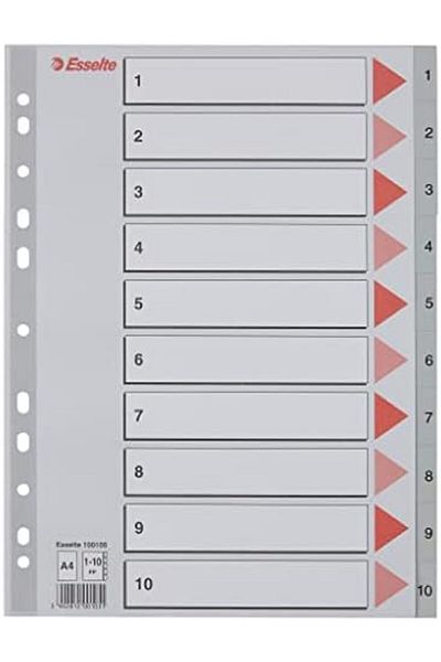 Mu Art Ahşap Mrt 1-10 Number Separator, A4, Gray, 100105 Art 871301