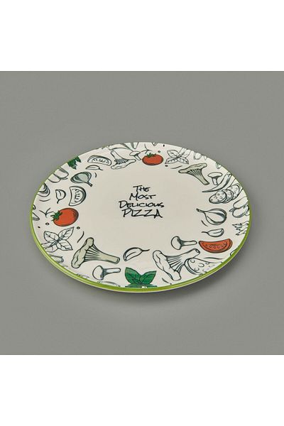 MATMEL Gourmet the Most Delicious Pizza Plate - Cream / Black - 30 cm