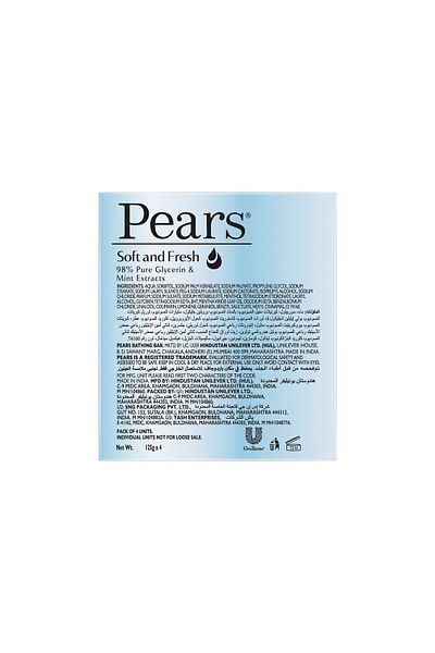 Pears Soft & Fresh Soap 4 x 125g – Gentle Glycerin Soap for Smooth, Fresh Skin