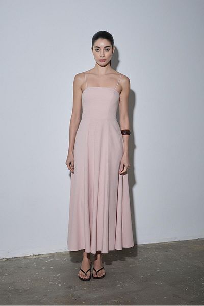 Suud Collection Powder Melinda Strappy Linen Dress