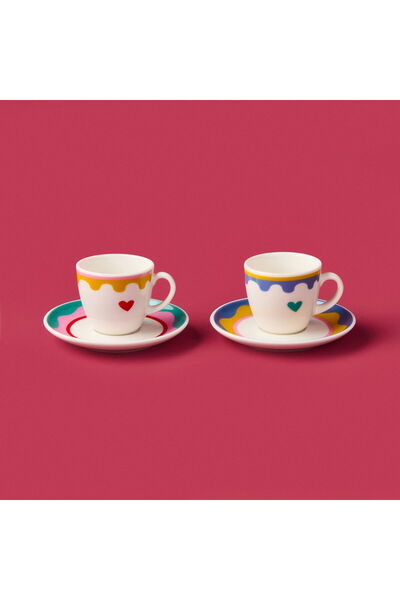 ASPARTAM Kitchen Granny 4 Piece Porcelain Cup Set - Colorful / Yellow