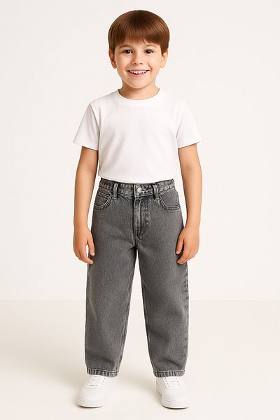 DUBAİ ÇOCUK Boy's Baggy Loose Fit Jeans – Belted Jean