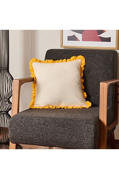 KUT FLY وسادة موسلين صيفية ناعمة من Soft Granny - إكرو / خردل - 40x40 سم