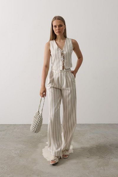 modaserdem Striped Vest Set - White-Stone