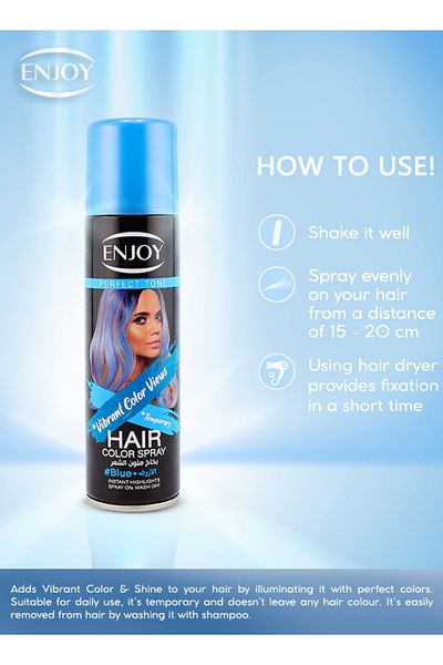 Enjoy Blue Hair Color Spray 150ml – Instant, Quick-dry, Washable, Long-lasting For All Hair Types
