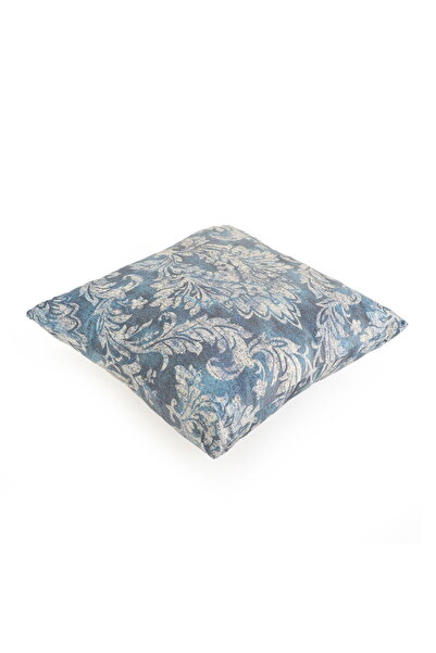 ASPARTAM Soft Baroque Patterned Throw Pillow - Navy Blue - 40X40 cm