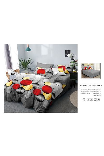 CHIRASO CHIRASO Finet Bedding Set, 6 Pieces, 2 Persons, Sheet 245x250, Quilt 200x230, 4 Pillowcases, Print