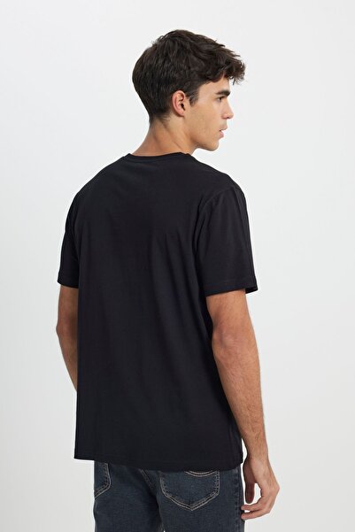 Lee Cooper Μπλουζάκι με κανονική εφαρμογή με λαιμόκοψη 100% βαμβακερό μαύρο