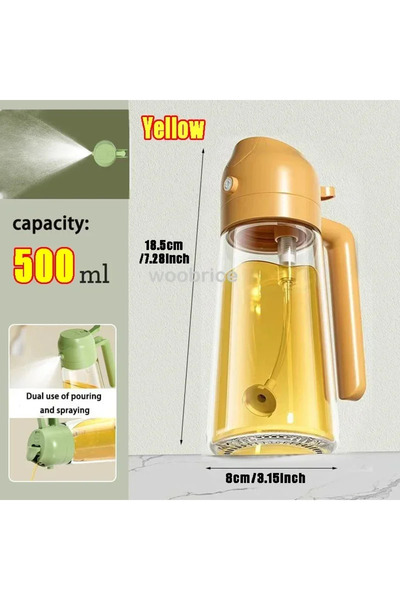 Choice Glass-Yellow-500ml 2in1 500ml Glass Oil Sprayer Oil Spray Bottle Oil Tank BBQ Kitchen Baking BBQ Pic