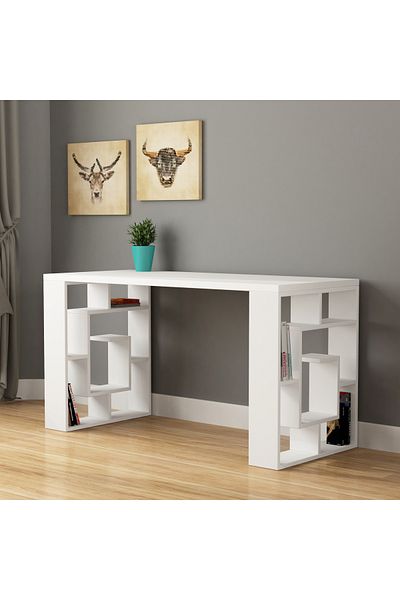 Mourah Home Labirent Working Table with Dual Side Storage – Compact Desk for Home Office, Writing & Reading