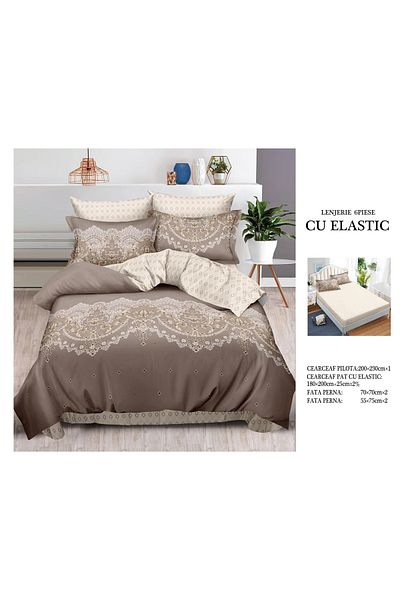 CHIRASO CHIRASO Finet Bedding Set, 6 Pieces, Double Bed, Sheet 180x200, Duvet Cover 200x230, 4 Pillowcases