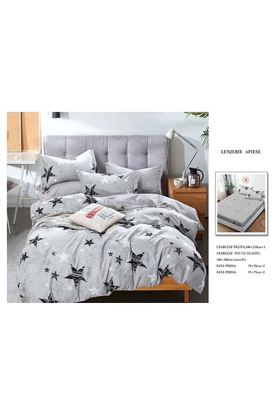 CHIRASO CHIRASO Finet Bedding Set, 6 Pieces, Double Bed, Sheet 180x200, Duvet Cover 200x230, 4 Pillowcases