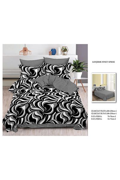 CHIRASO CHIRASO Finet Bedding Set, 6 Pieces, 2 Persons, Sheet 240x250, Quilt 200x230, 4 Pillowcases, Print