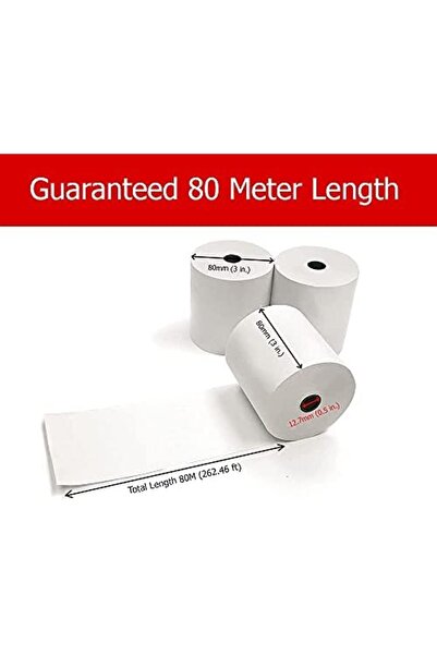 Oscar POS Thermal Receipt Paper Roll 80mm, Guaranteed 80 Meter Length, Cash Register Roll Compatible