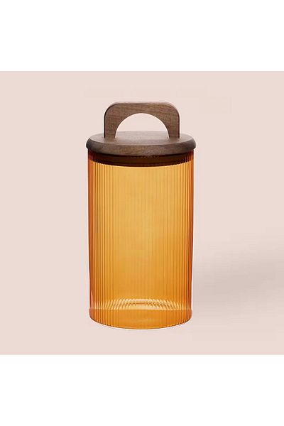 MATMEL Mia Acacia Glass Jar with Handle - Amber - 1 Lt
