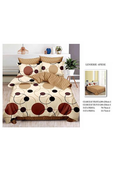 CHIRASO CHIRASO Finet Bedding Set, 6 Pieces, 2 Persons, Sheet 240x250, Quilt 200x230, 4 Pillowcases, Print