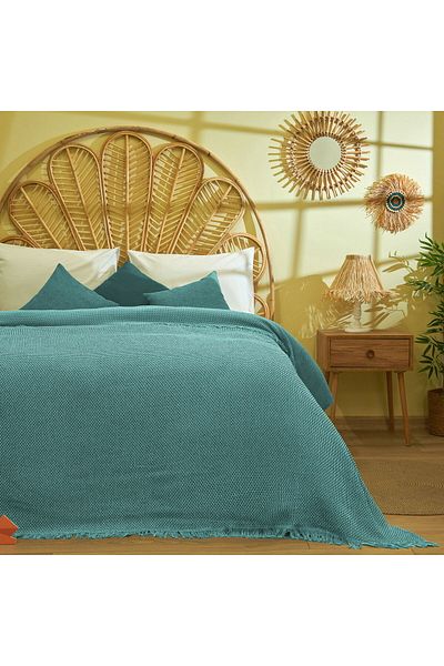 MATMEL Wool Bedacta Double Bedspread - Green - 220X240 cm