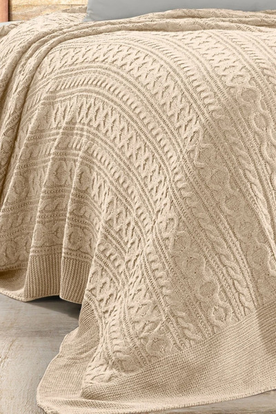 DOUX HOME Mery Triko Yatak Örtüsü Tek Kişilik 180 X 230 Cm Taş