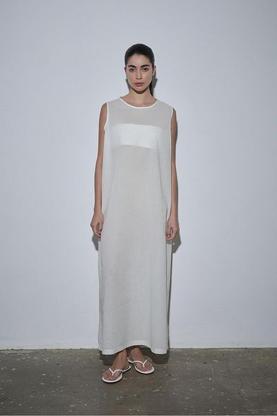 Suud Collection Căptușeală rochie din bumbac alb