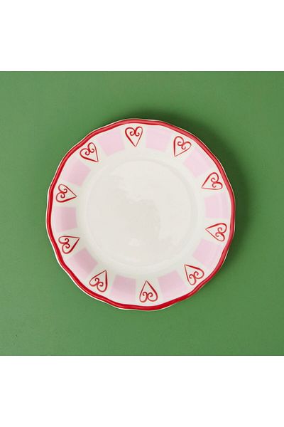 MATMEL Love Dessert Plate - Pink / White - 20 cm