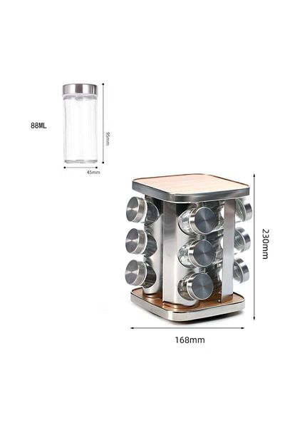 Mirilliahome Set of 12 Glass Spice Jars with Rotating Stand – Spice Jar Set with Stainless Lids