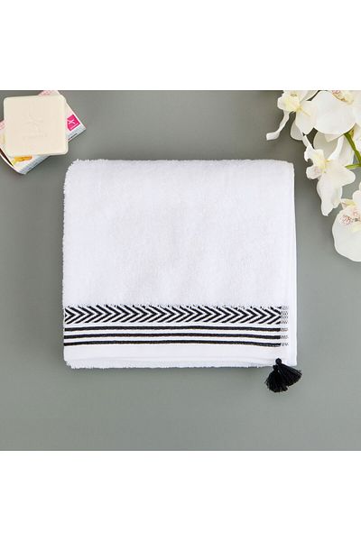 ASPARTAM Ethnic Hand Towel - White - 30X50 cm
