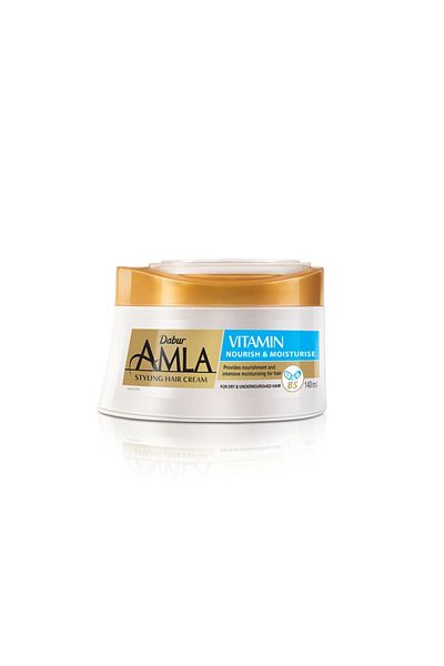 Dabur Amla Vitamin Nourish & Moisturize Styling Hair Cream 140 ml Hair Care for Strong, Shiny Hair